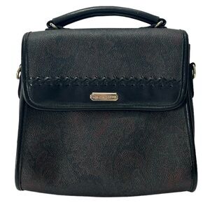 Vintage Liz Claiborne Purse 1990s Black Paisley Print Handbag